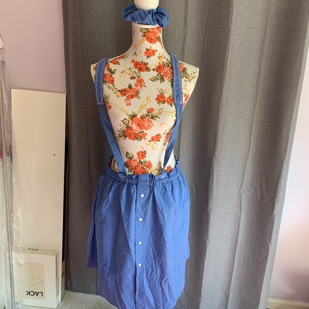 Blue Skater mini skirt with Matching scrunchie